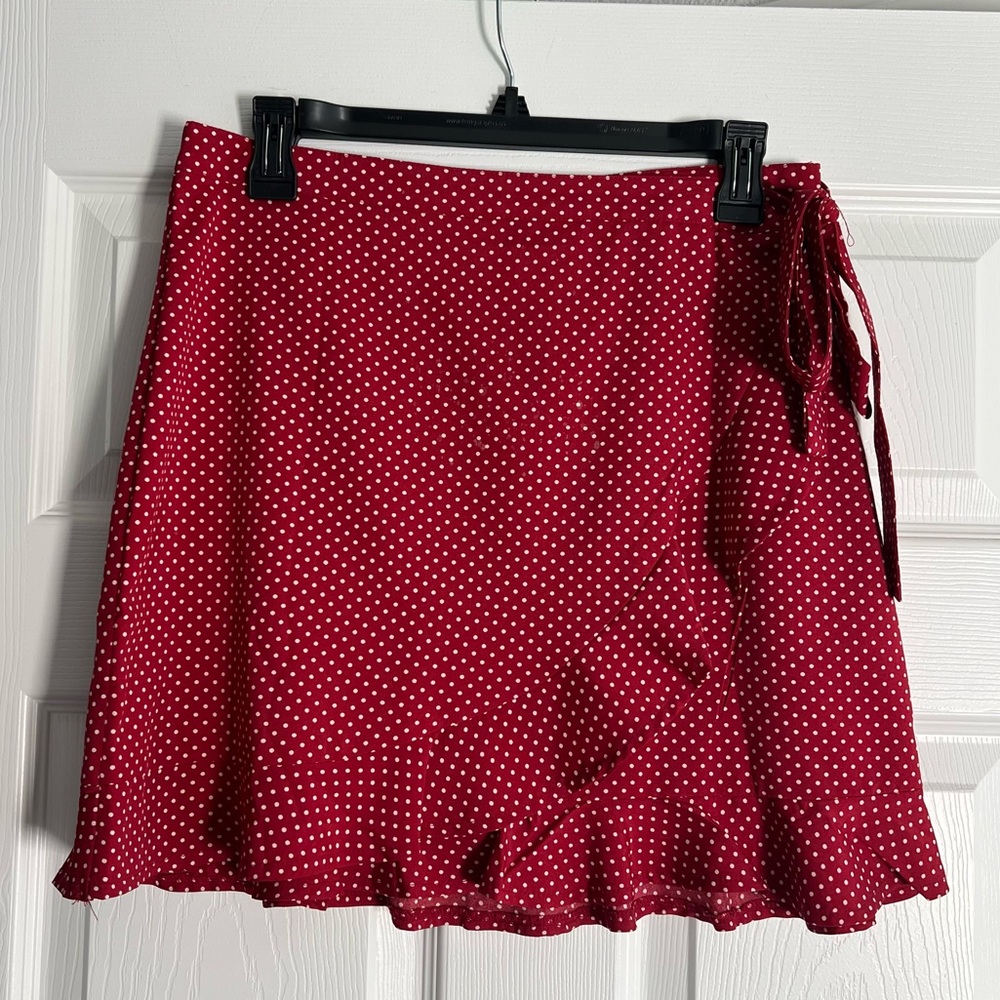 red & white polka dot skirt